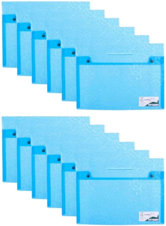 3A JR843 Plastic Paper Folder 30 * 35 cm With Clips 12 Pieces - Light Blue